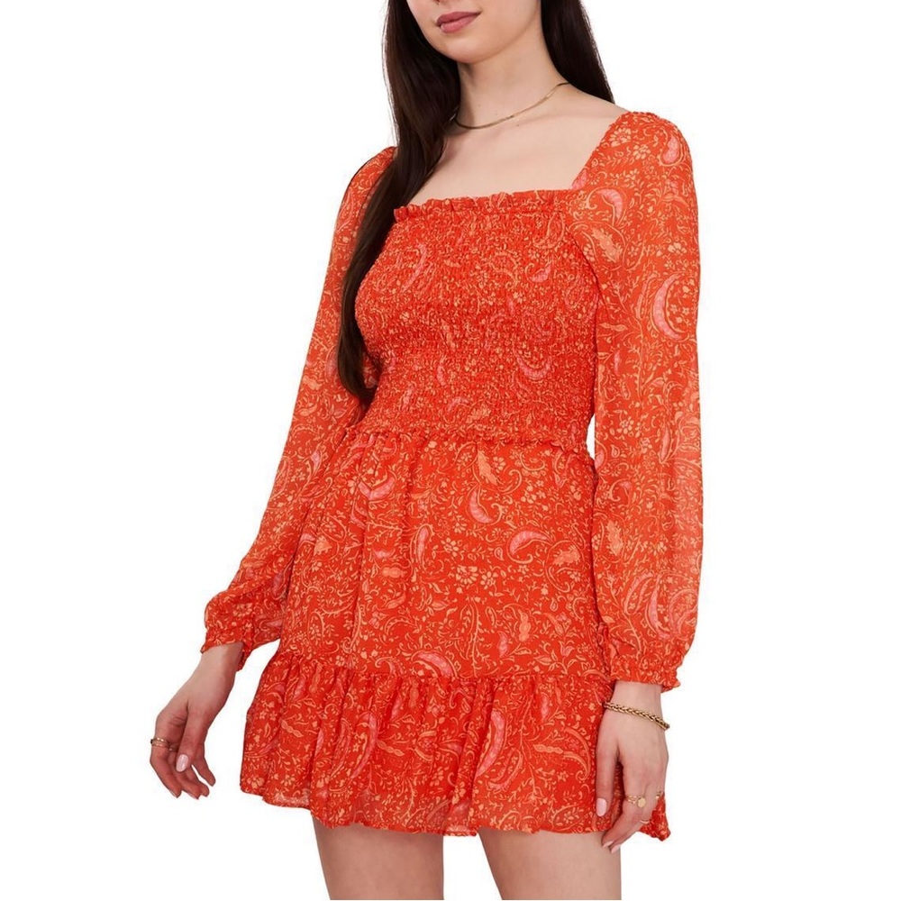 1. State Orange Paisley Mini Dress